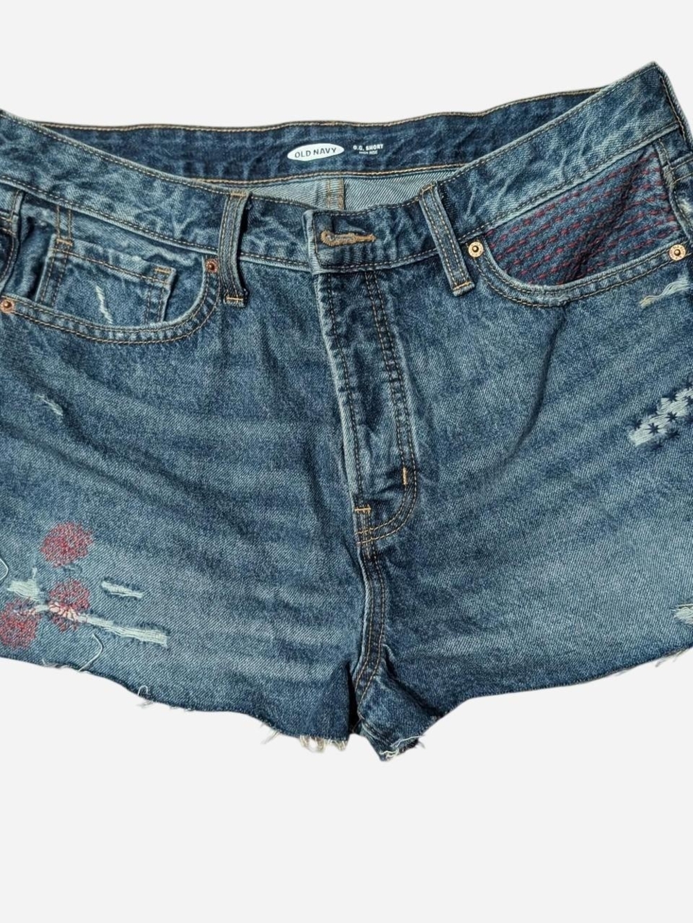 Old Navy Blue Denim Shorts with Subtle Embroidery